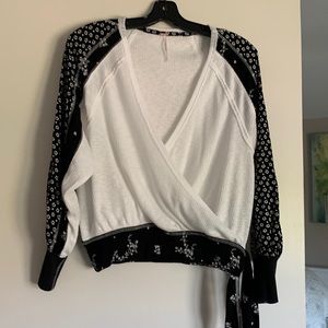 Free People crossover, waffle knit top, size small